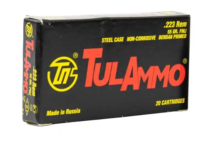 TulAmmo 3,241 fps 223 Remington 55 Grain Full Metal Jacket Steel Cased Rifle Ammunition