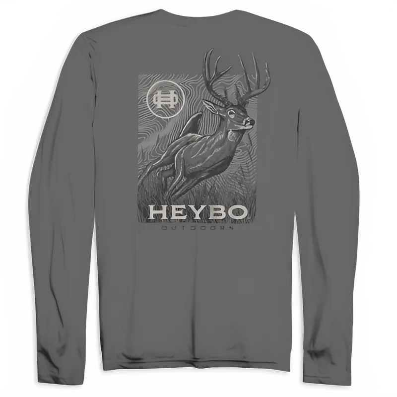 Men‘s Deer Drive Long Sleeve Graphic Tee Shirt by Heybo