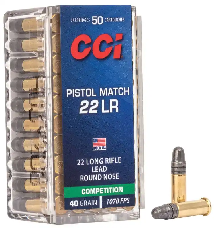 CCI Pistol Match 1070fps 40 grain .22lr Lead Round Nose Rimfire Ammunition