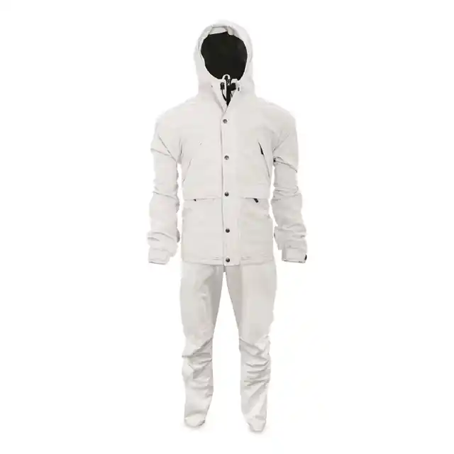 Men‘s White Warp Knit Hooded Rain Suit by World Famous Sports