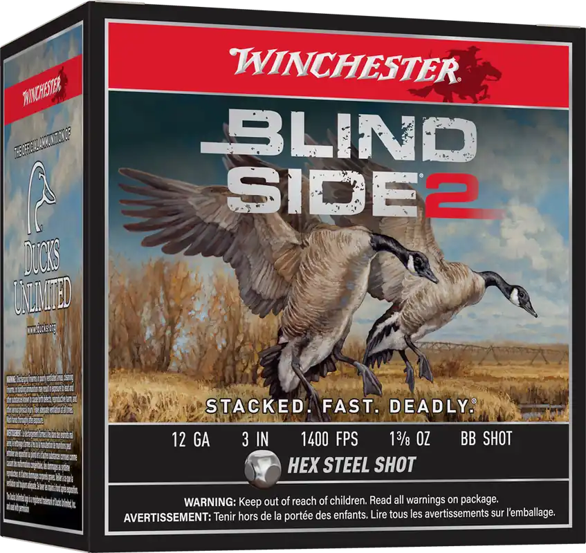 Winchester Blind Side 2 12ga 1400fps 3" 1-3/8oz BB Hex Steel Shotgun Ammunition