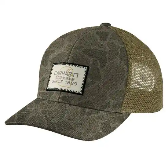 Wool Meshback Camo Logo Patch Hat by Carhartt