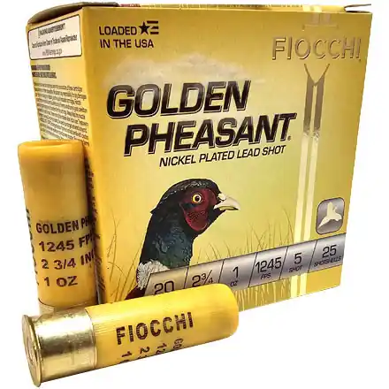 Fiocchi Golden Pheasant 1,245 fps 20 Gauge 2-3/4" 1 oz 5 Lead Shot Shotgun Ammunition