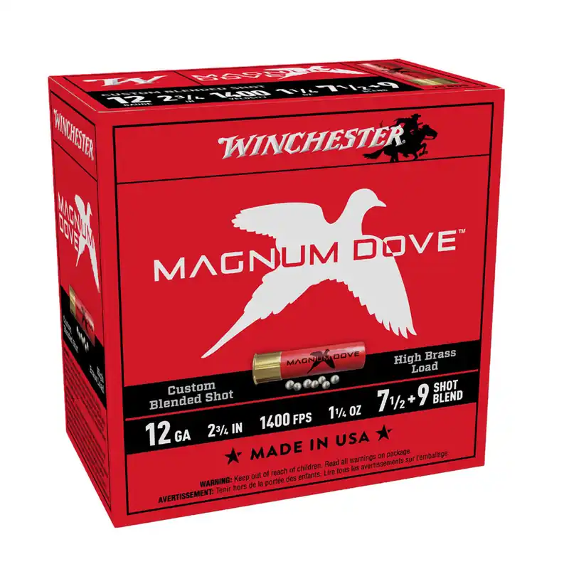 Winchester Magnum Dove 1,400 fps 12 Gauge 2-3/4" 1-1/4 oz. 7-1/2 & 9 Lead Shot Shotgun Ammunition