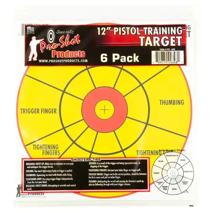 12" Bullseye 6 Pack Paper Pistol Training Targets by Pro-Shot