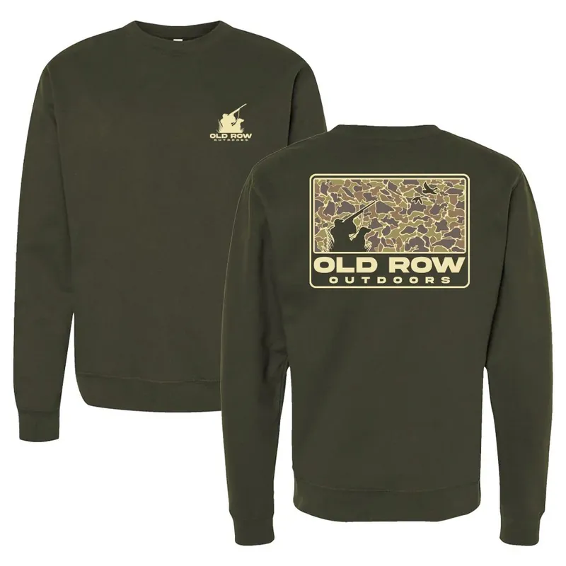 Men‘s Duck Dog 80‘s Camo Graphic Long Sleeve Crewneck Shirt by Old Row