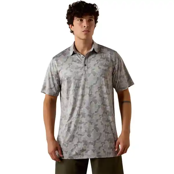 All Over Print Short Sleeve Fitted Polo Shirt in Grey by Ariat