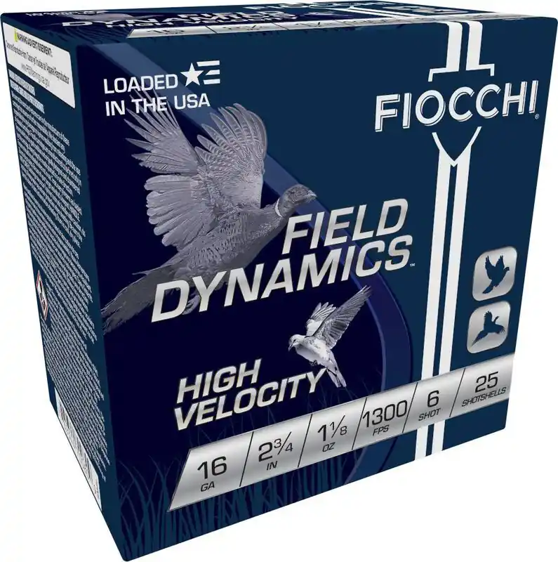 Fiocchi Field Dynamics 1300fps 16 Gauge 2-3/4" 1-1/8oz 6 Lead shot Shotgun Ammunition