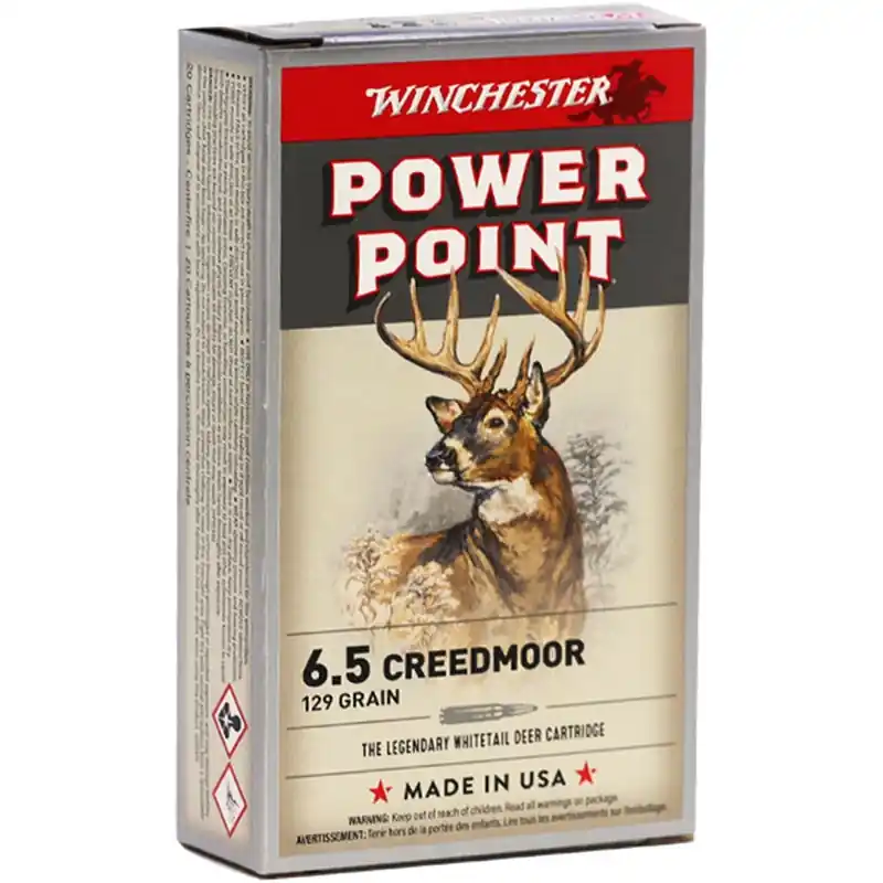 Winchester Power Point 2,820 fps 6.5 Creedmoor 129 Grain Soft Point Rifle Ammunition