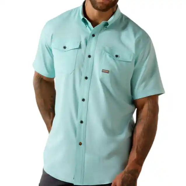 Men‘s Rebar Made Tough VentTEK DuraStretch Short Sleeve Button Down Work Shirt by Ariat
