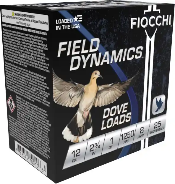 Fiocchi Field Dynamics 1,250 fps 12 Gauge 2-3/4" 1 oz. 8 Lead Shot Shotgun Ammunition