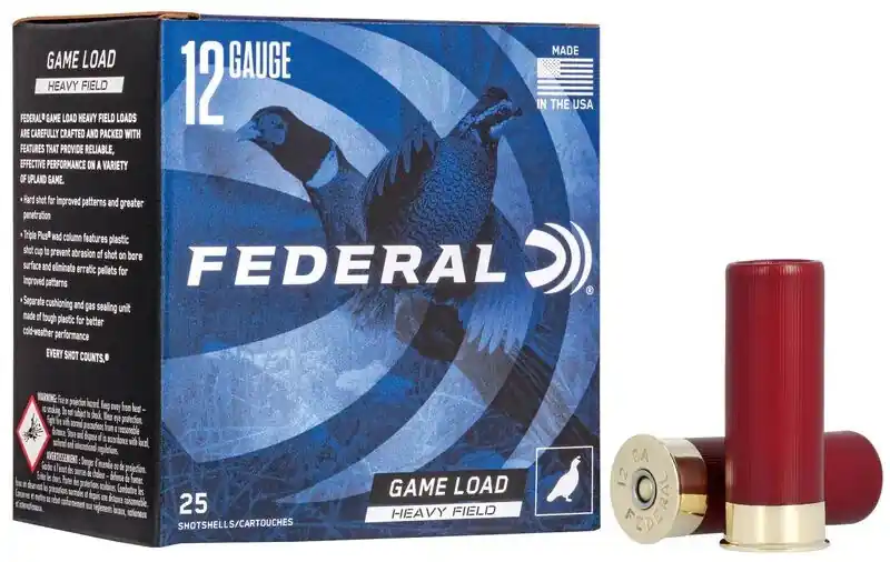 Federal Game Load Upland Heavy Field 1220 fps 12 Gauge 7.5 Shot 2-3/4" 1-1/4oz Lead Shotgun Ammunition