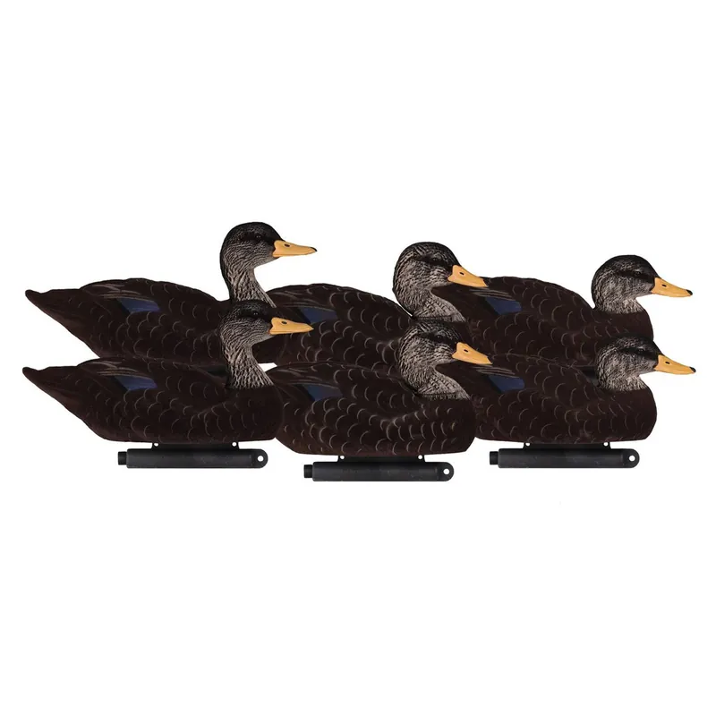 6 Pack X Treme Fully Flocked Black Duck Decoys by Dakota Decoy Company