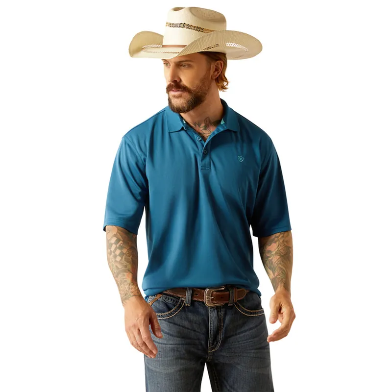 Tek Short Sleeve Polo Tee Shirt in Blue Sapphire by Ariat