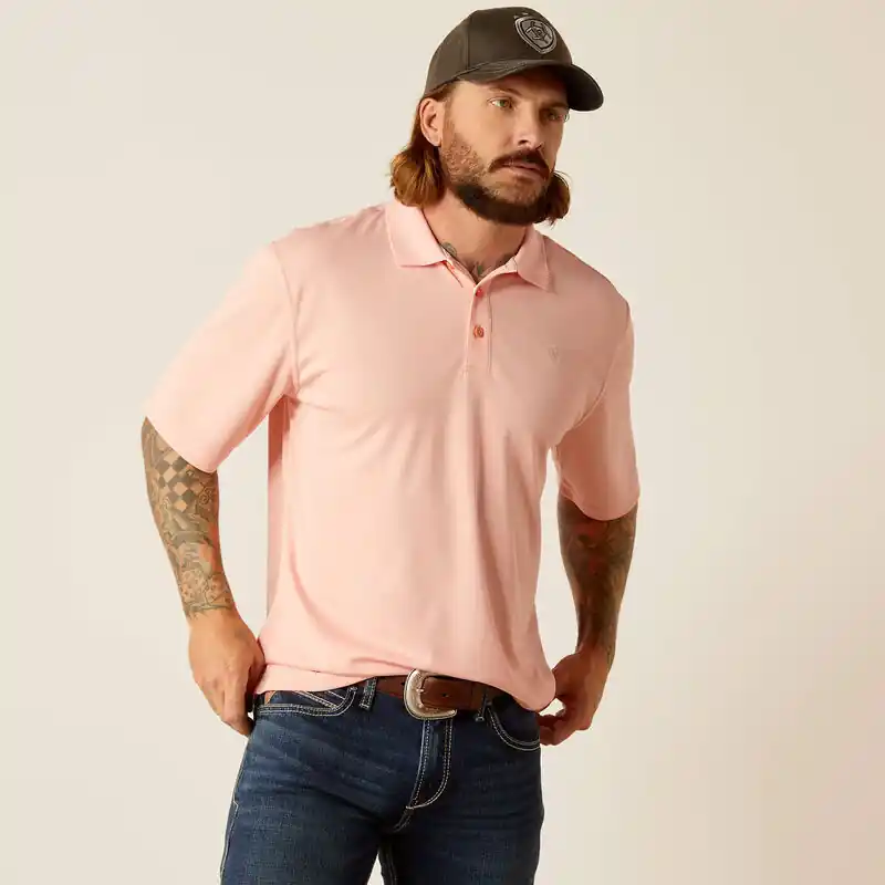 Tek Short Sleeve Polo Shirt in Apricot Blush by Ariat