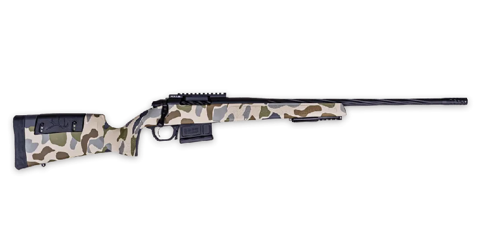 307 Hush Edition 7mm PRC Bolt Action Rifle with Peak 44 Pic Rail Cerakote Barrel and Receiver in Hush Tundra Camo Stock by Weatherby