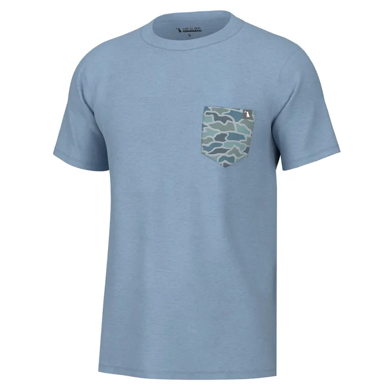 Youth Heather Blend Short Sleeve Crew Pocket Tee Shirt by Local Boy