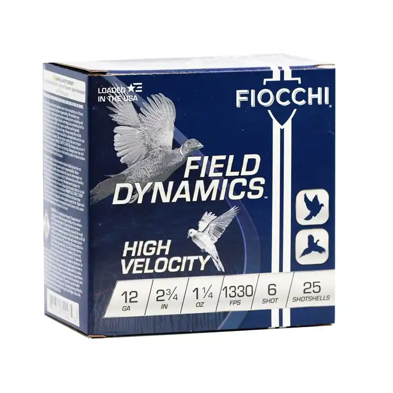 Fiocchi Field Dynamics 1,330 fps 12 Gauge 2-3/4" 1-1/4 oz 6 Lead Shot Shotgun Ammunition
