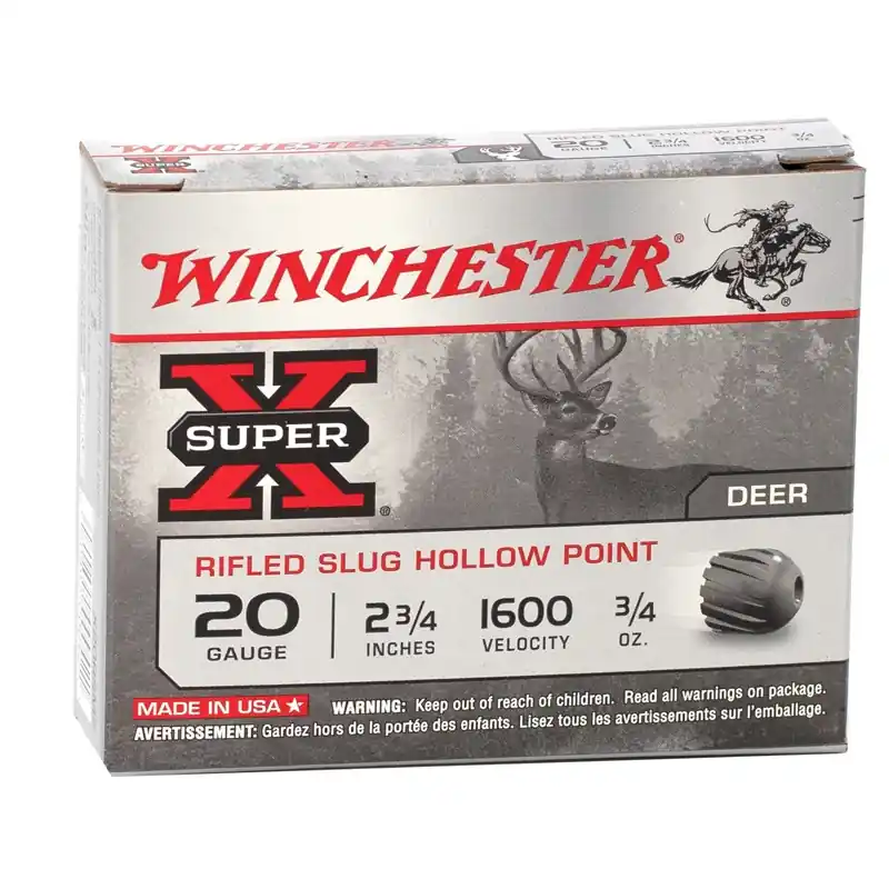 Winchester Super X 1,600 fps 20 Gauge 2-3/4" 3/4 oz Rifled Slug Hollow Point Shotgun Ammunition