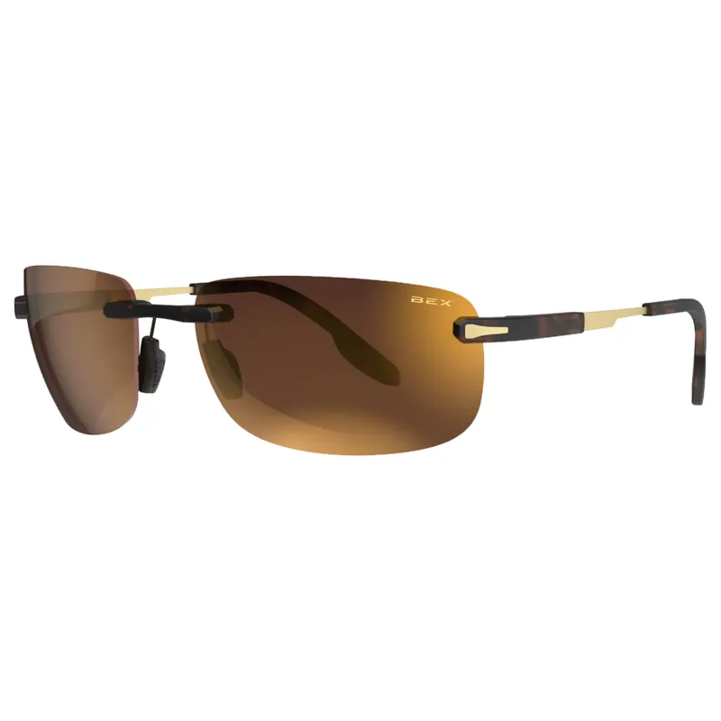 Brackley X Hybrid Rimless Sunglasses with Tortoise Brown Frames and Gold Lenses by BEX