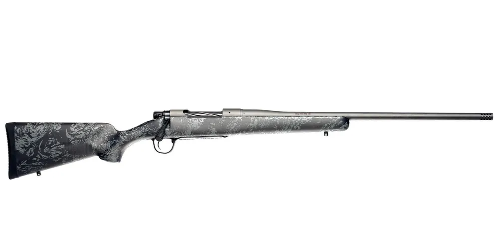 Christensen Arms Mesa FFT .308 Win Bolt Action Rifle in Tungsten Cerakote with a Gray Accented Carbon Stock