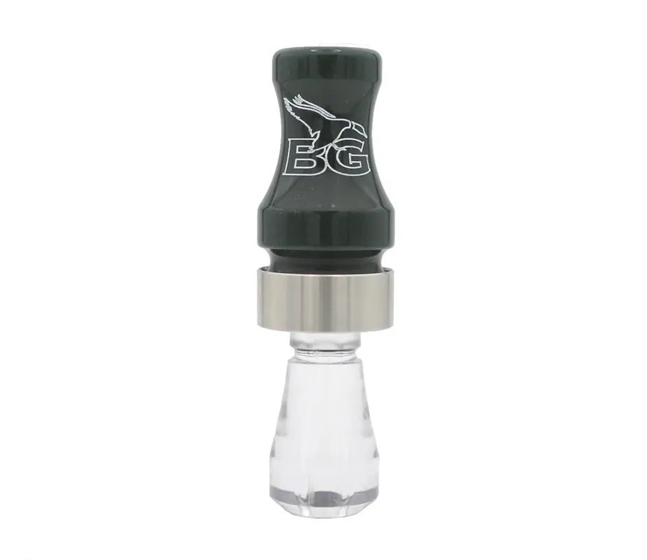 Mallard Green/Clear Double Cross Acrylic/Poly Duck Call by Buck Gardner