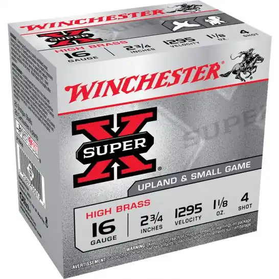 Winchester 16ga 1295fps 2-3/4" 1-1/8oz 4 Super X Shotgun Ammunition