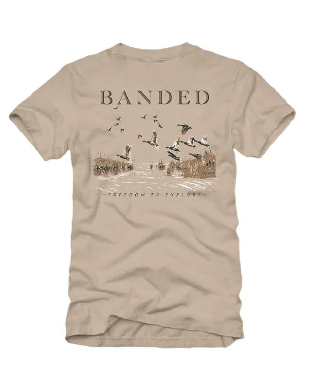 Men‘s Mallards Flying Scene Short Sleeve Graphic Tee Shirt by Banded