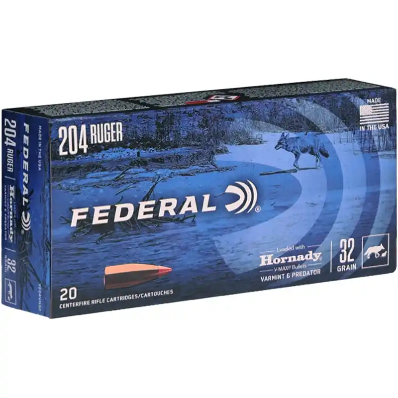 Federal Varmint & Predator 4,100 fps 204 Ruger 32 Grain Hornady V Max Rifle Ammunition
