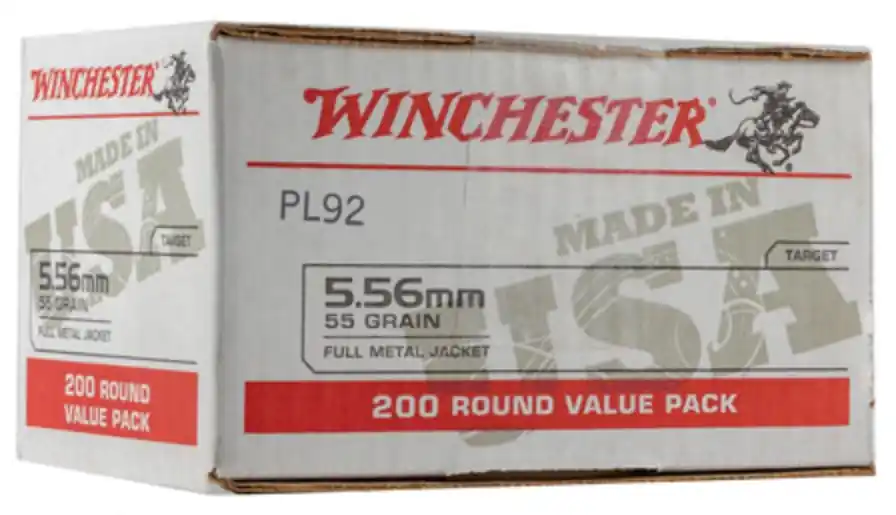 Winchester USA Value Pack 3,180 fps 5.56x45mm NATO 55 Grain Full Metal Jacket Rifle Ammunition