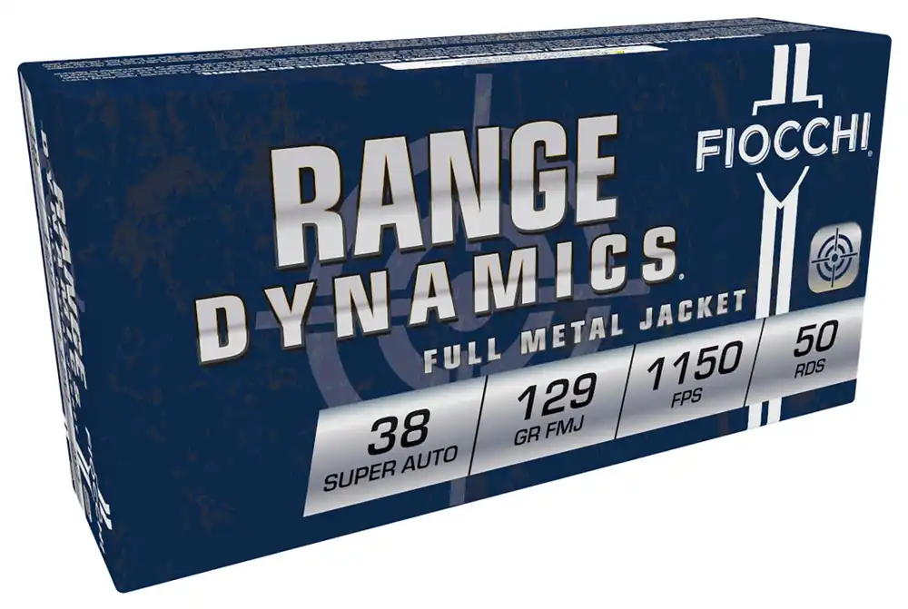 Fiocchi Range Dynamics 1,150 fps 38 Super 129 Grain Full Metal Jacket Handgun Ammunition