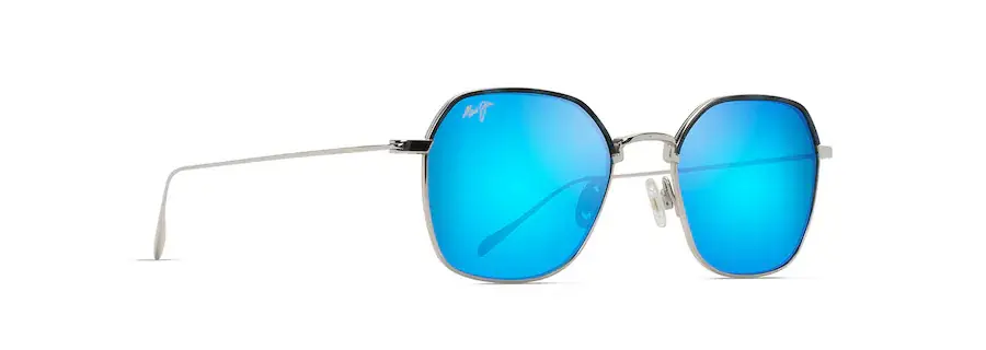 Moon Doggy Sunglasses - Matte Silver Frame, Blue Hawaii Lens by Maui Jim