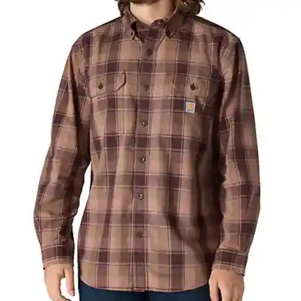 Men‘s Loose Fit Midweight Chambray Long Sleeve Plaid Shirt by Carhartt