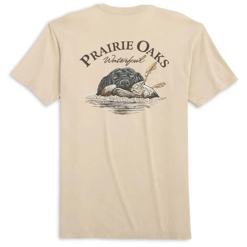 Men‘s Dog Retreiver Duck Short Sleeve Graphic Tee Shirt by Prairie Oaks