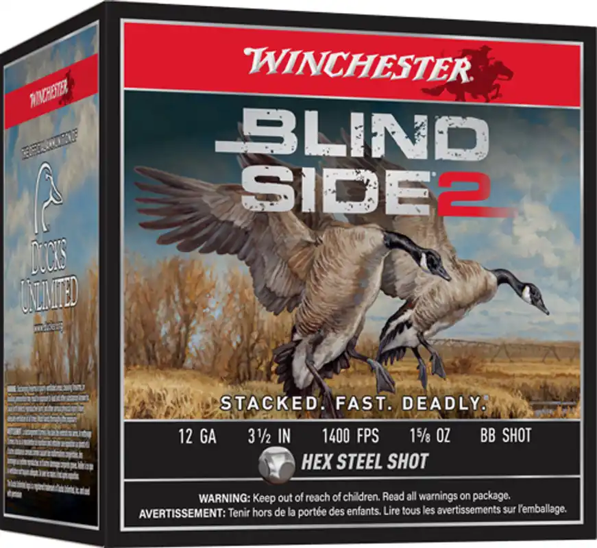 Winchester Blind Side 2 1,400 fps 12 Gauge 3-1/2" 1-5/8 oz. BB Hex Steel Shot Shotgun Ammunition