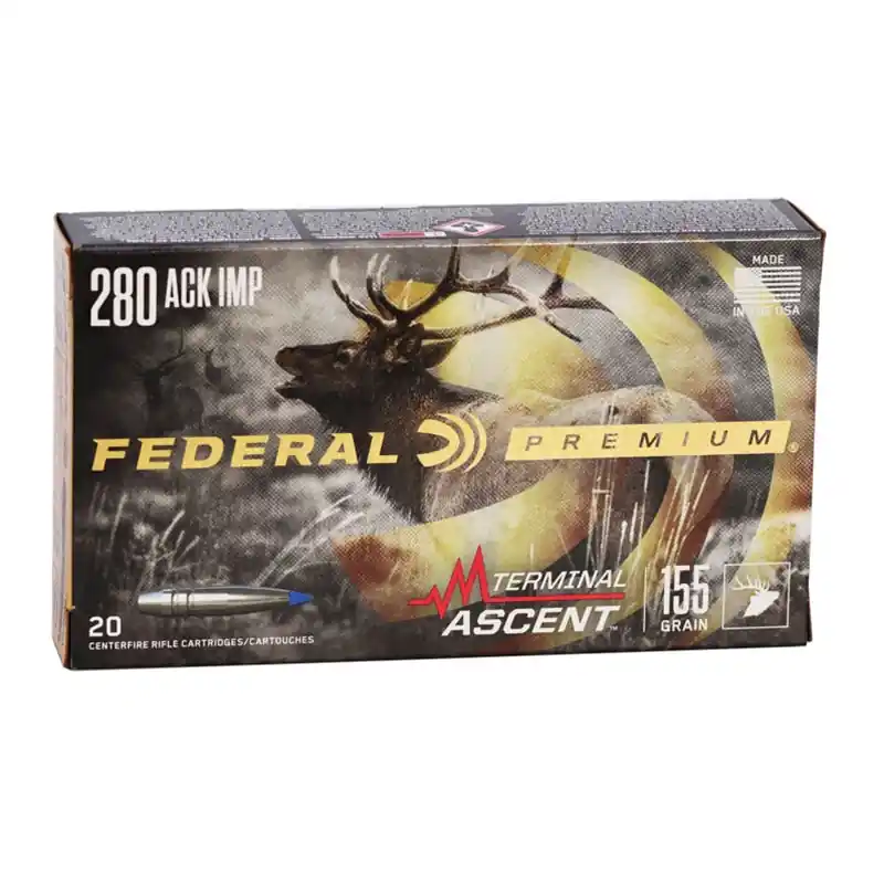 Federal Terminal Ascent 2,930 fps 280 Ackley Improved 155 Grain Polymer Tip Rifle Ammunition