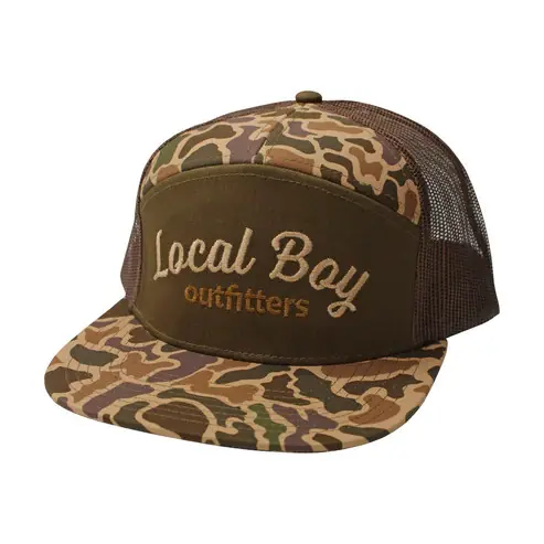 Simple Script 7 Panel Hat in Old School by Local Boy Outfitters