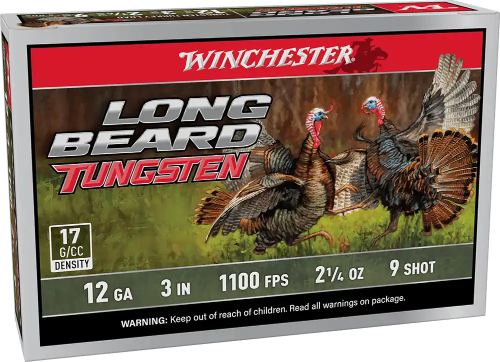 Winchester Long Beard 1100fps 12 Gauge 3" 2-1/4oz 9 Shot Tungsten Shotgun Ammunition