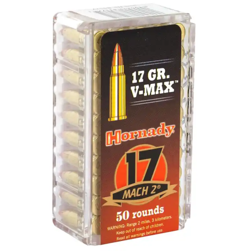 Hornady Varmint Express 2,100 fps 17 HM2 17 Grain Hornady V Max Polymer Tip Rifle Ammunition