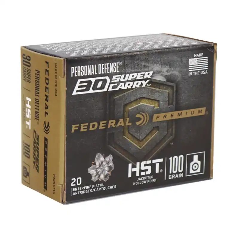 Federal Premium HST 1,270 fps 30 Super Carry 100 Grain Jacketed Hollow Point Handgun Ammunition