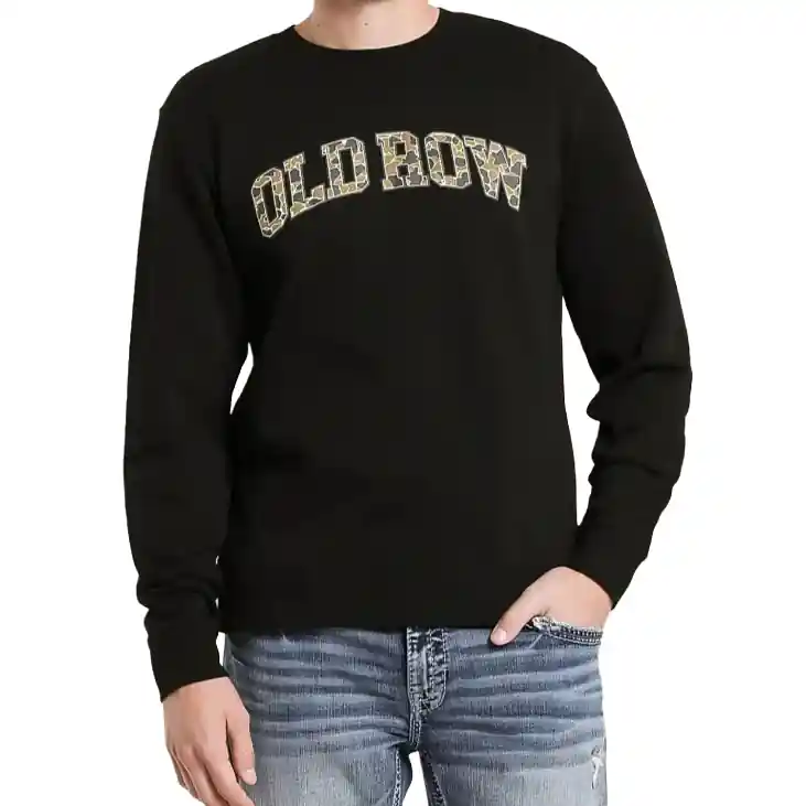 Men‘s Old Row Duck Camo Lettering Long Sleeve Crewneck Shirt by Old Row