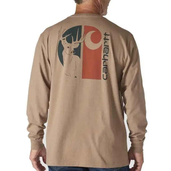 Men‘s Loose Fit Heavyweight Long Sleeve Deer Graphic Pocket Tee by Carhartt