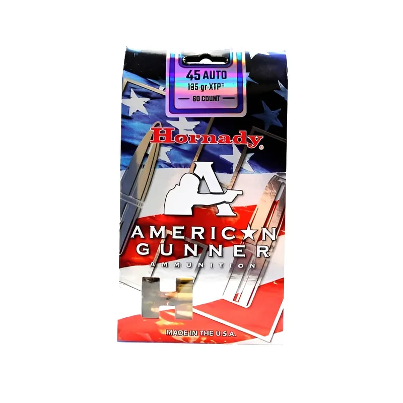 Hornady American Gunner 970 fps 45 ACP 185 Grain Extreme Terminal Performance Handgun Ammunition