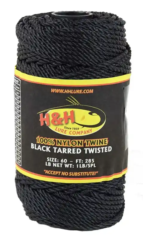 24 730 Foot 1 lb Black Nylon Tarred Twisted Twine by H&H Lure Company