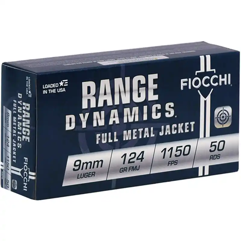 Fiocchi Range Dynamics 1,150 fps 9mm Luger 124 Grain Full Metal Jacket Ammunition
