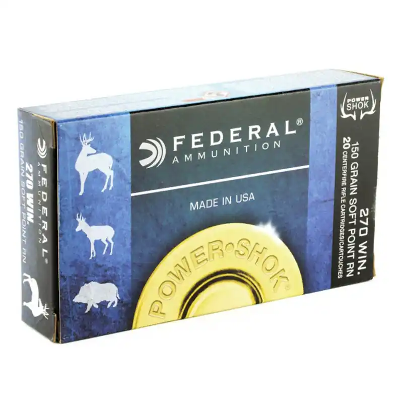 Federal Power Shok 2,830 fps 270 Winchester 150 Grain Jacketed Soft Point Rifle Ammunition