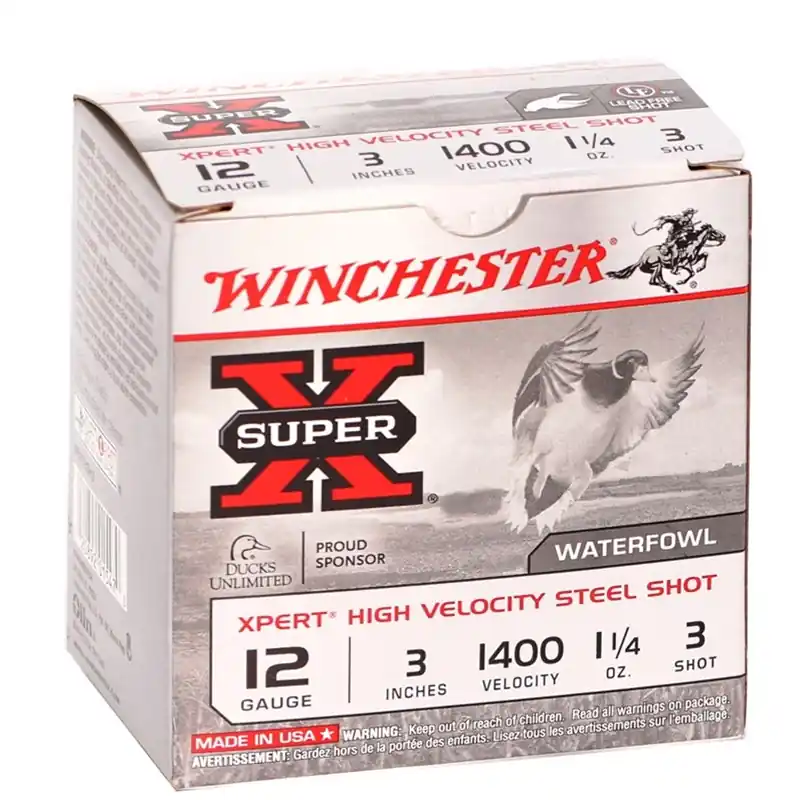Winchester Super X 1,400 fps 12 Gauge 3" 1-1/4 oz 3 Steel Shot Shotgun Ammunition