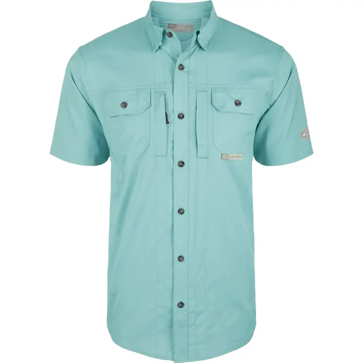 Men‘s Wingshooter Trey Solid Dobby Short Sleeve Button Down Tee Shirt by Drake