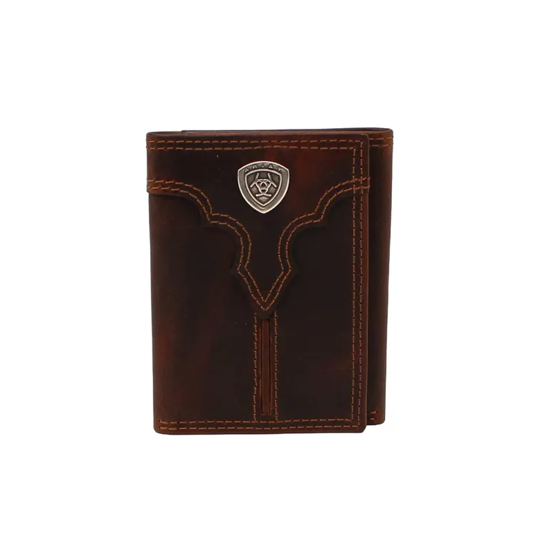 Men‘s Brown Center Bump Shield Trifold Wallet by Ariat