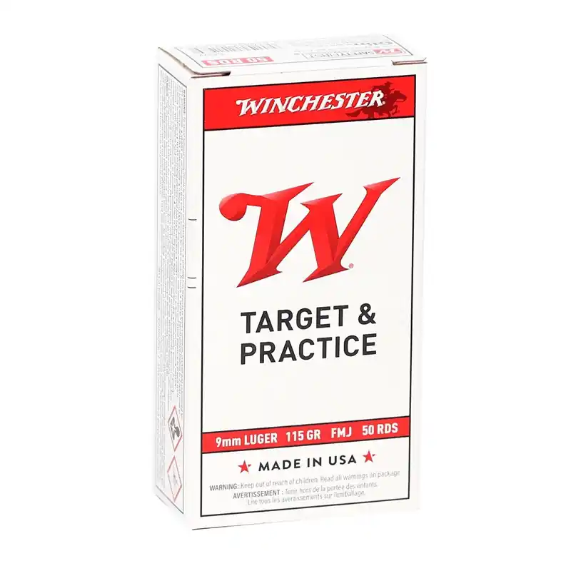Winchester USA Target & Practice 1,190 fps 9mm Luger 115 Grain Full Metal Jacket Handgun Ammunition